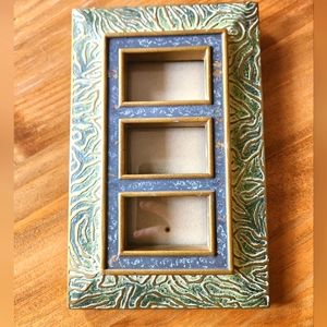 Unique Vintage Ornate Green Gold Picture Frame Easel Back Terragrafics 1995